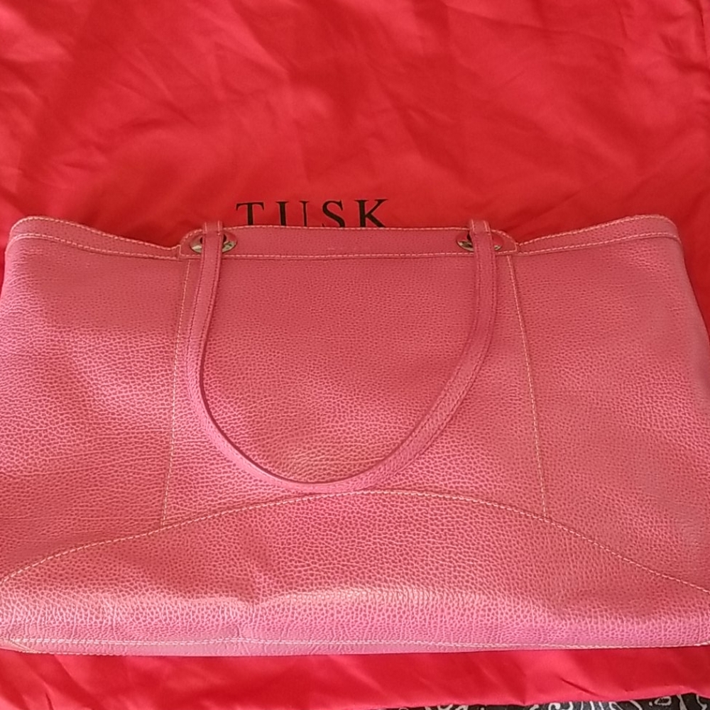 Vintage Tusk 90s Pink Pebbled Leather Tote Handbag